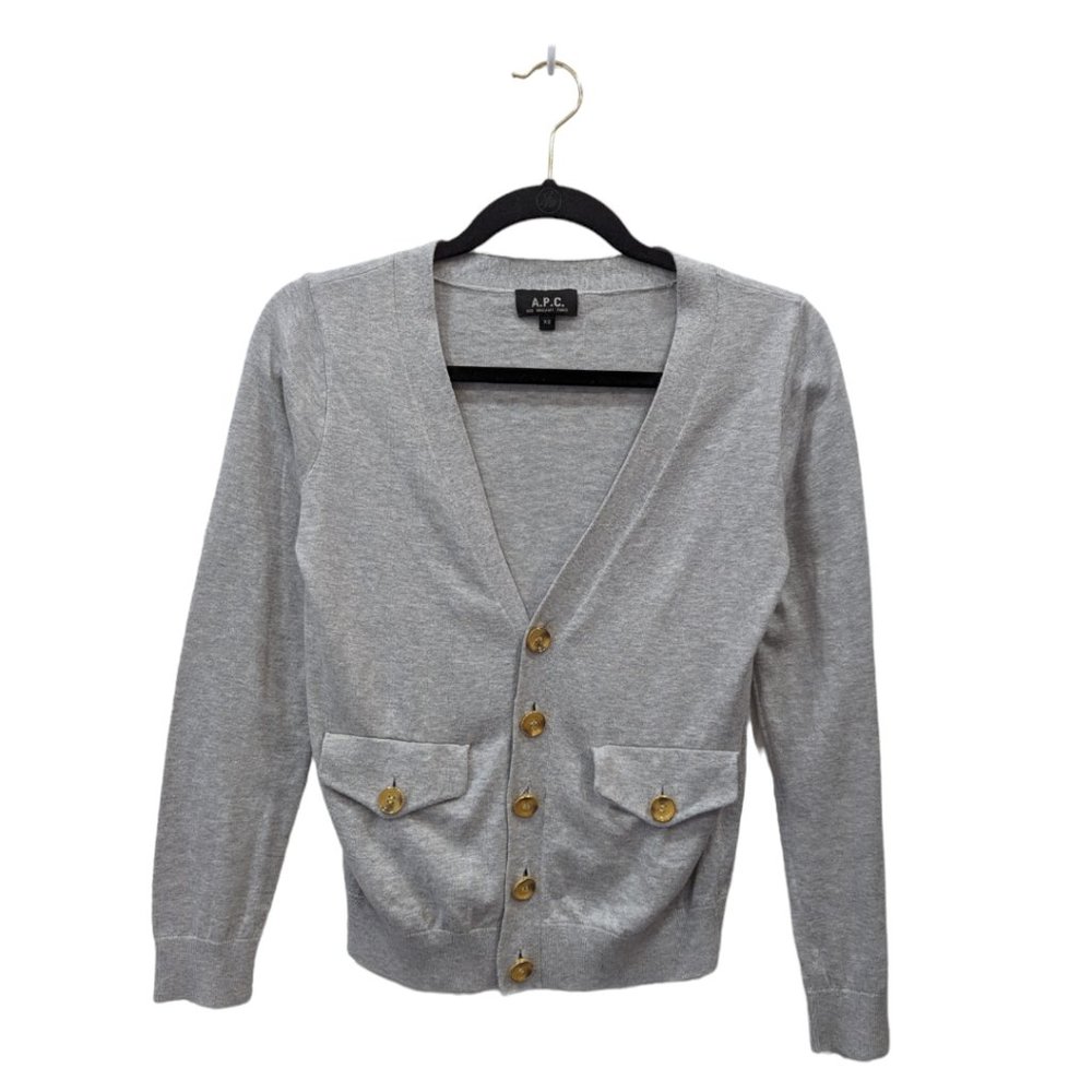 A.P.C. Grey Button Down Cardigan